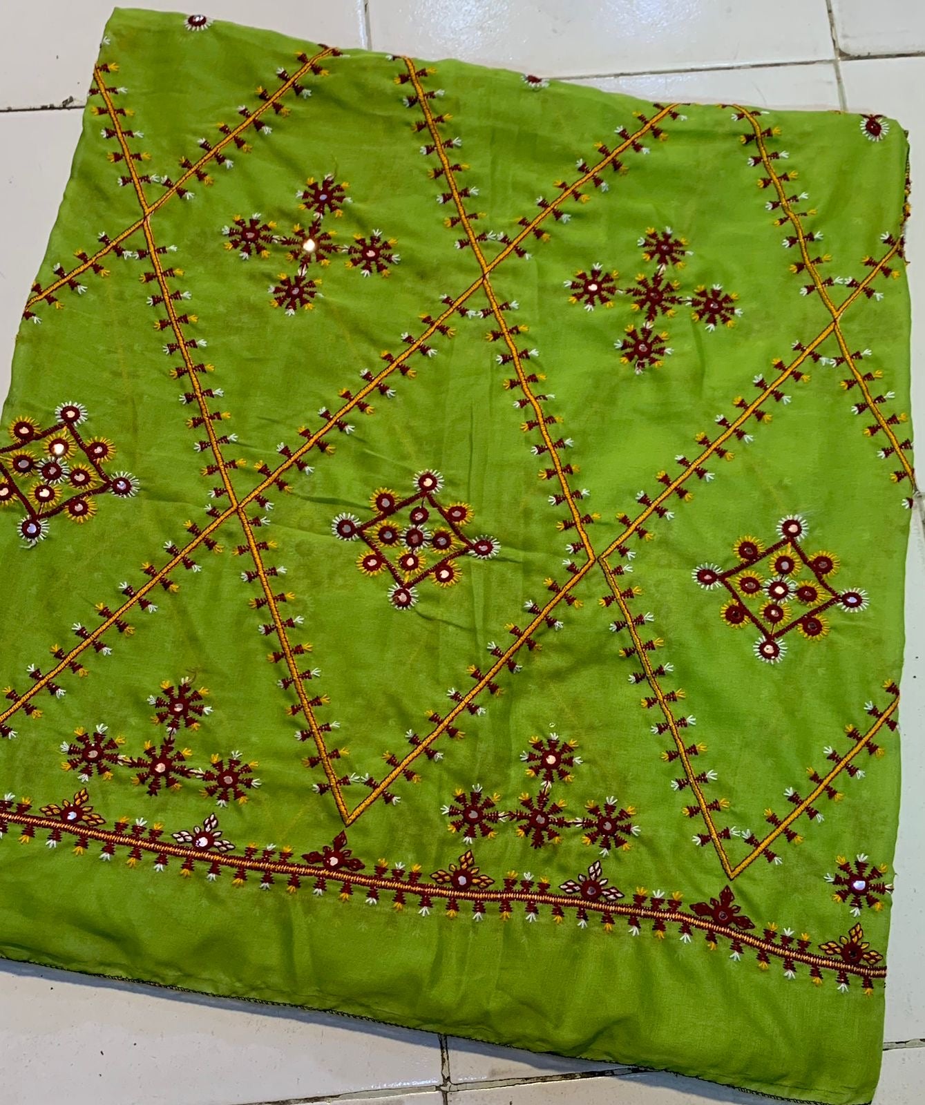 Machine Thick Thread Embroidered Chadar – Full Jaal Sitara Work