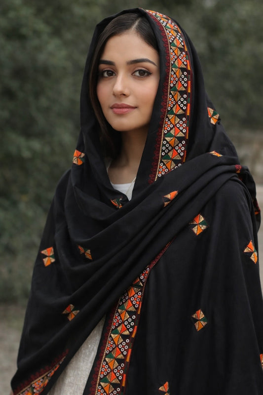 Swiss Voile Embroidered Chadar with 3mm Sequin Work