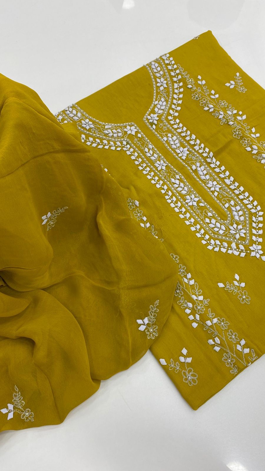 Handmade Patti Applic Zari Pearl Work 3pc Dress 👗