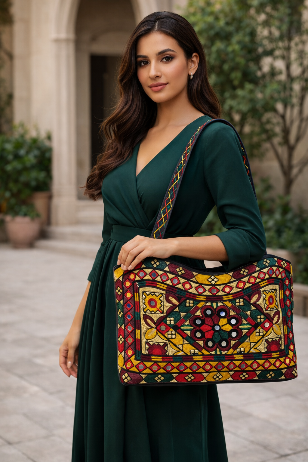 Traditional Multi Embroidered Shoulder Hand Bag 👜