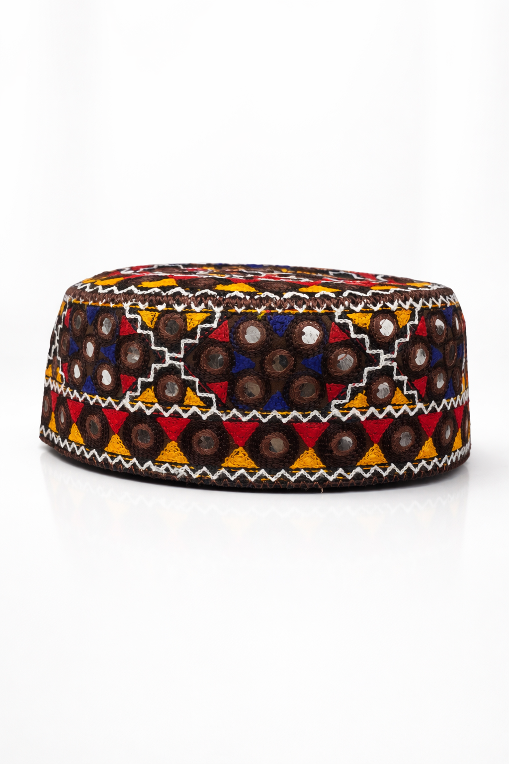 Traditional Sindhi Ladies Cap – Sitara Embroidered Work | Round Shape