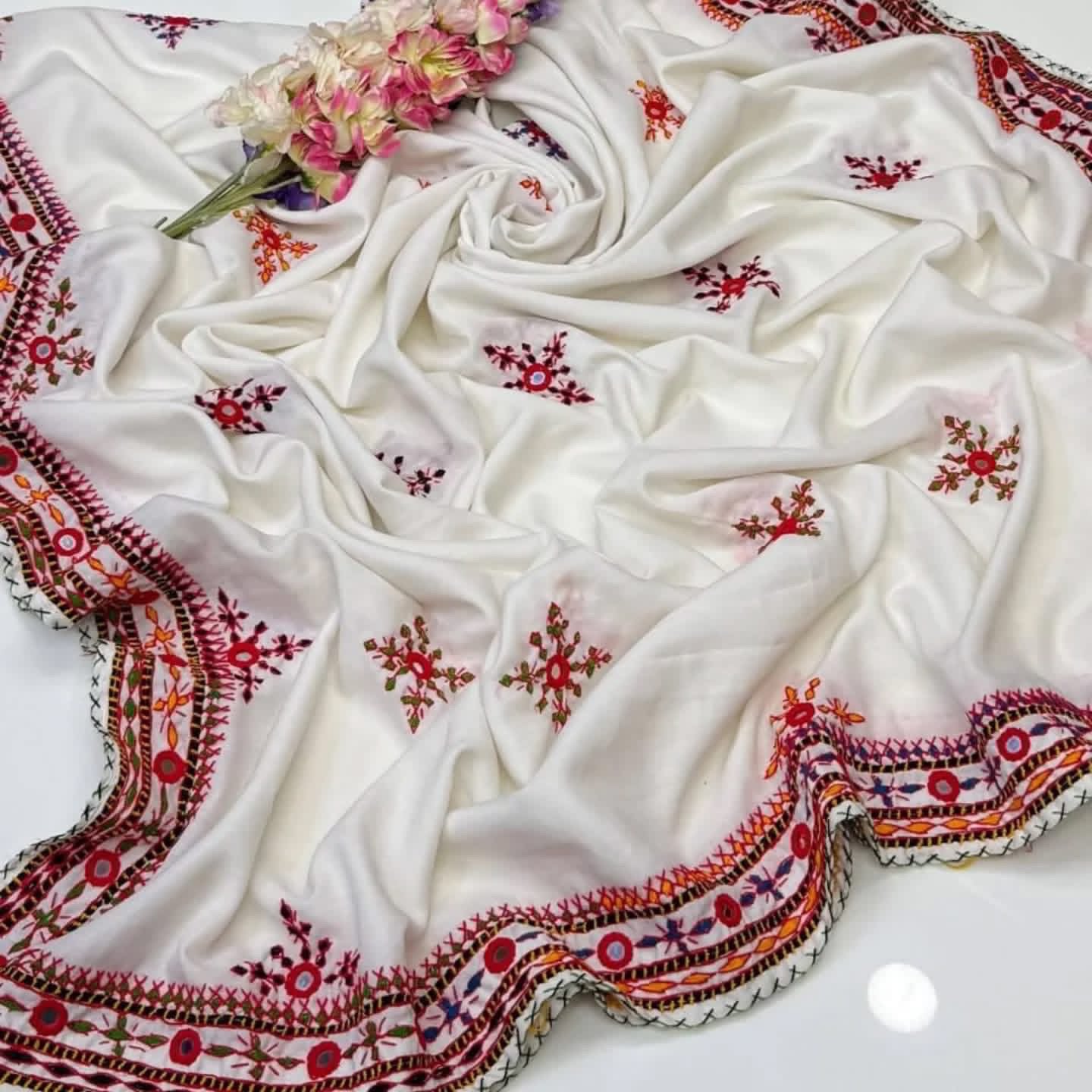 Balochi Handmade Chadar – Pure Mirror Work on Swiss Voil Fabric