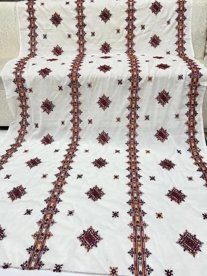 Premium Swiss Voile Four Border Embroidered Chadar | 9mm Sitara Thread Work