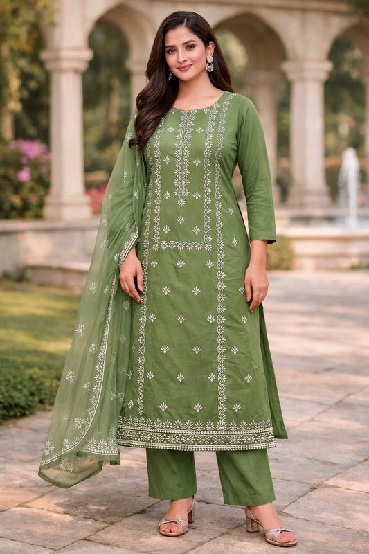 Lawn 3MM Sitara Sequence Thread Embroidery with Chiffon Dupatta - 3PC Unstitch Dress 👗