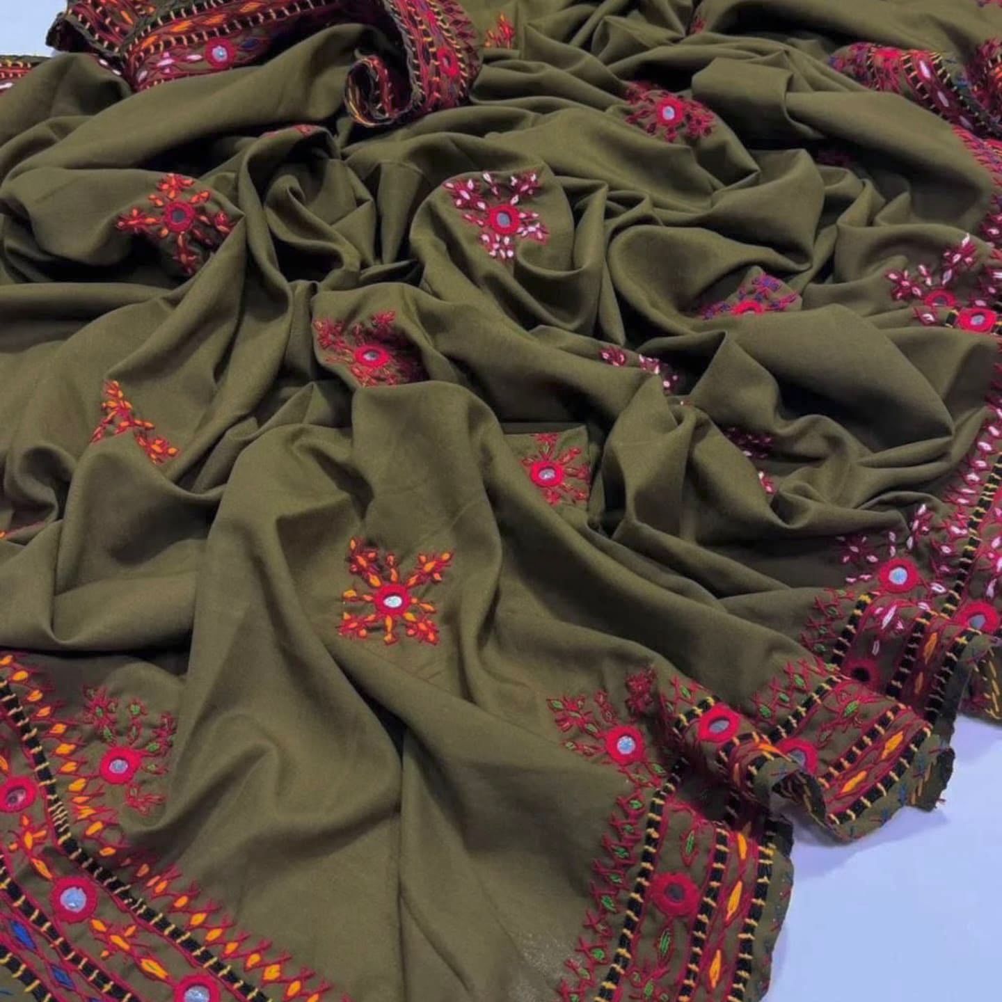 Balochi Handmade Chadar – Pure Mirror Work on Swiss Voil Fabric