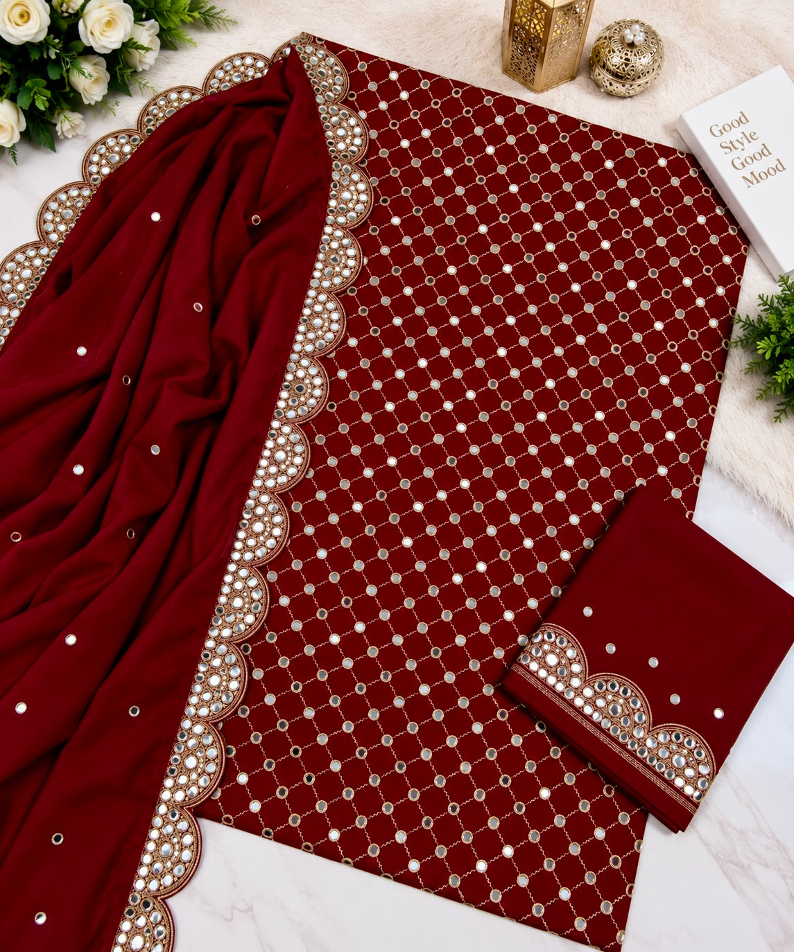 Zarri Sitara Full Jaal Embroidered Soft Cotton with Two-Side Cutwork Chiffon Dupatta | 3PC Unstitched Fancy Dress 👗
