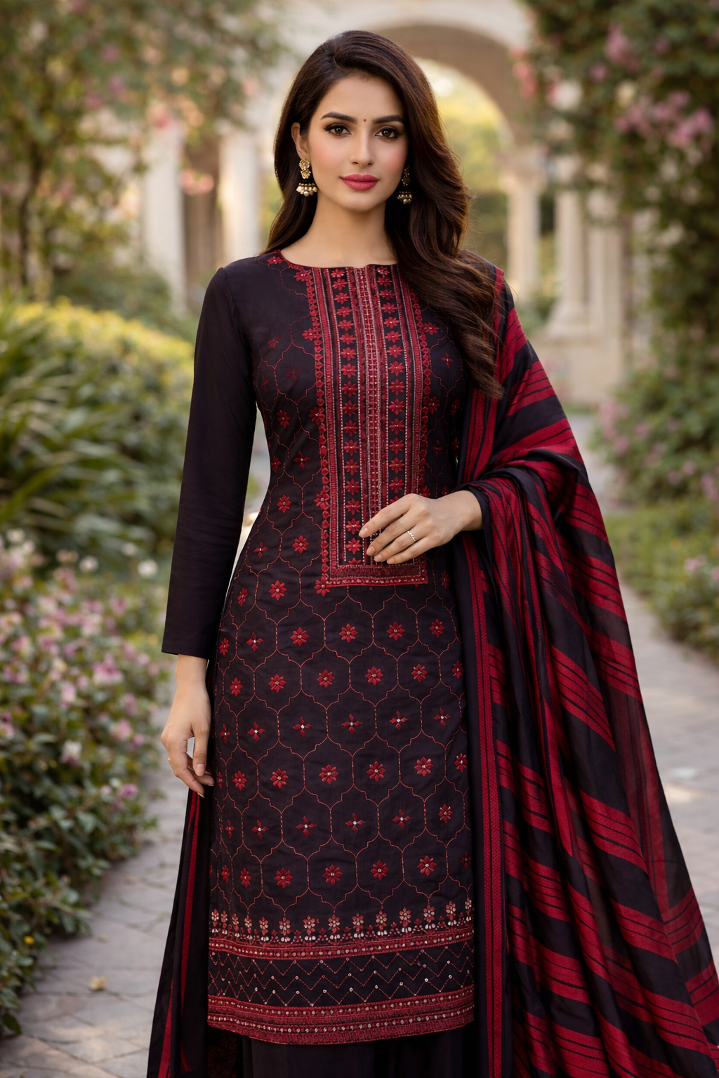 Winter Staple Sussi Suit with 3MM Sequence Sitara Computer Embroidery With Thari Shawl Jacquard Dupatta 3PC Dress 👗