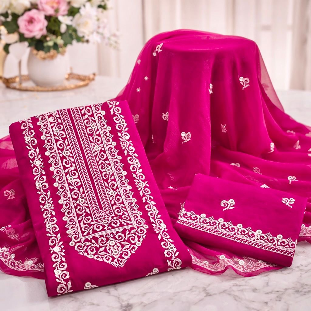 Edenrobe Style Cross Stitch 9MM Sitara - Lawn Cotton with Chiffon Dupatta - 3PC Unstitch Dress 👗
