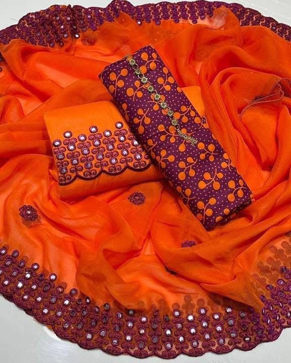 Rimsha Classic Printed Lawn With Chiffon Sitara Embroiderd Fancy 3pc Dress 👗