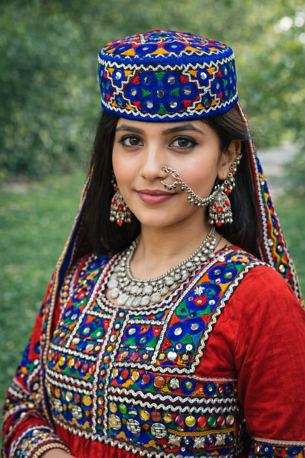 Traditional Sindhi Ladies Cap – Sitara Embroidered Work | Round Shape