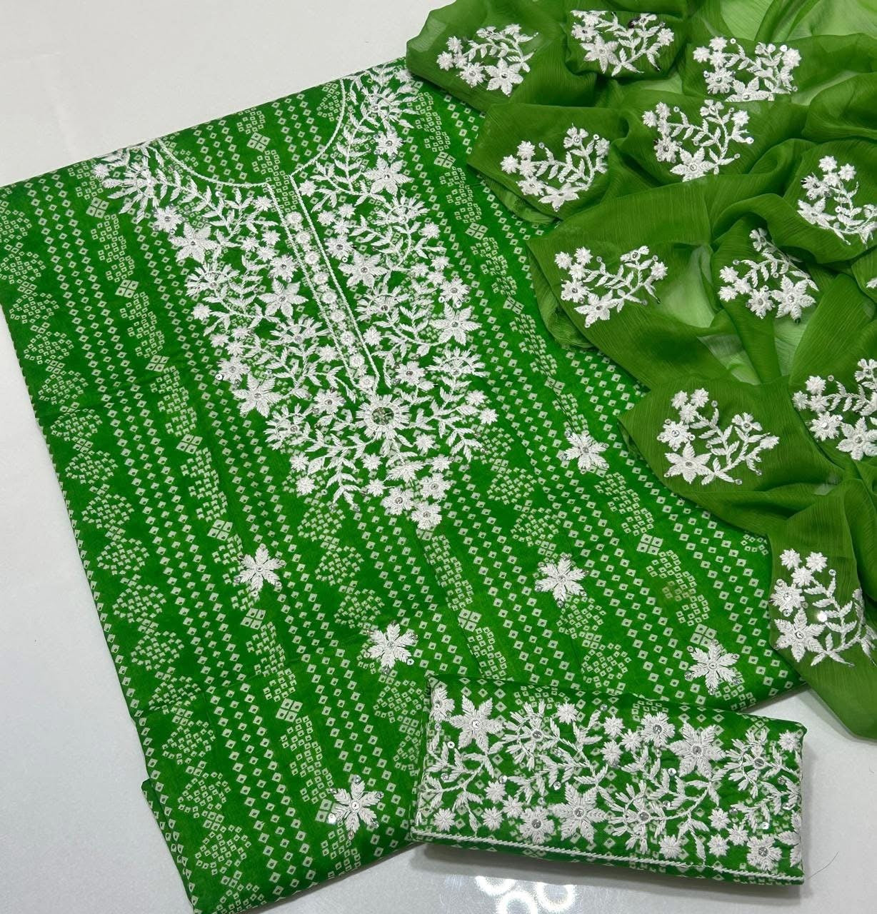 Winter Thick Thread Sequence Sitara Work Embroidery Chunri Marina Fabric 3pc Dress