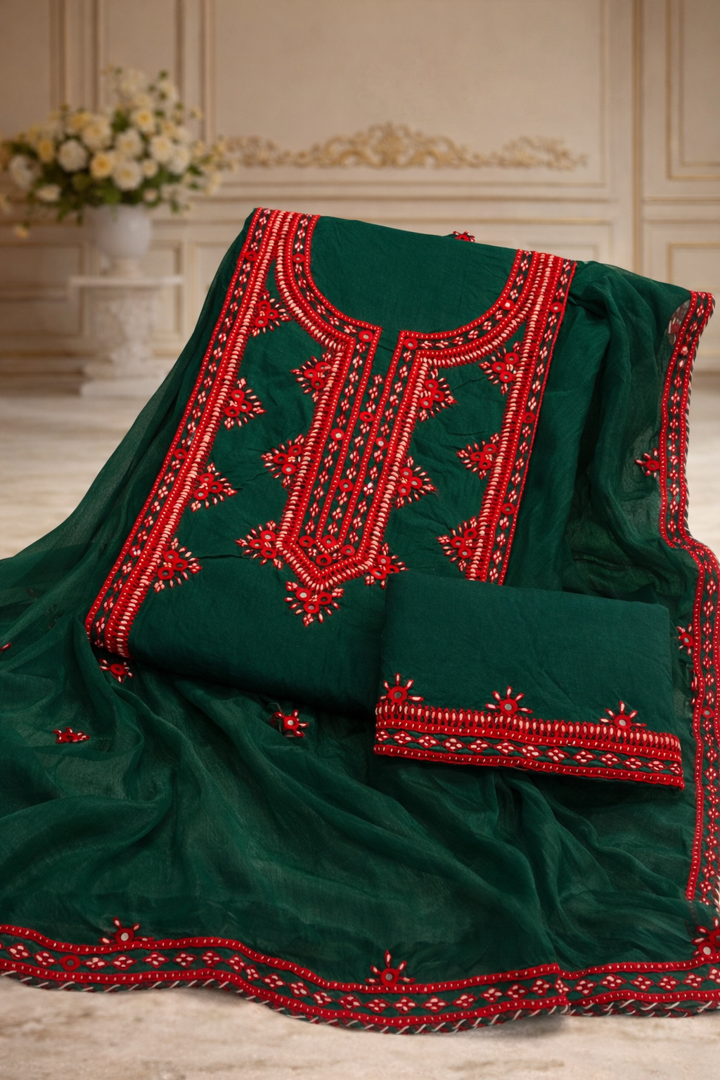 Balochi Gala Panel with Handmade Mirror Work 3pc Dress