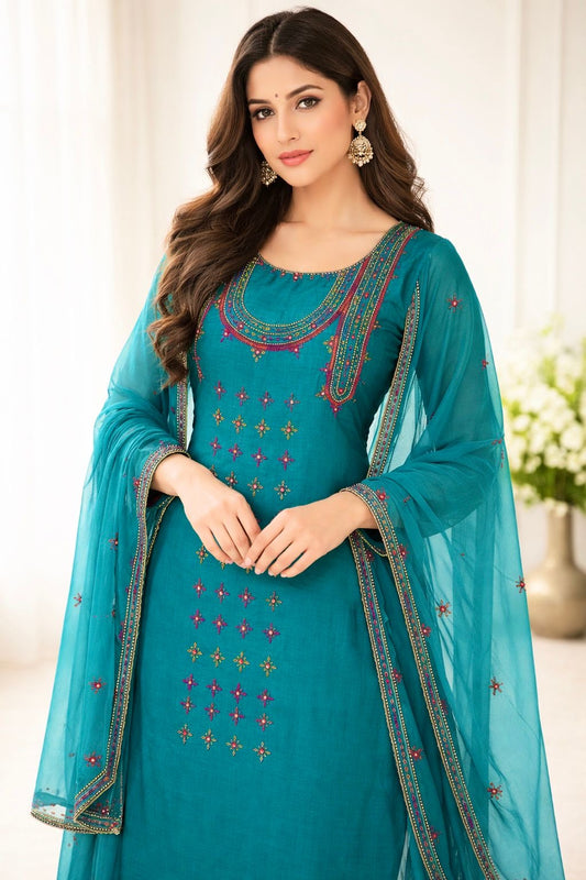 Angrakha Style Gala Balochi Handmade Original Mirror Work Lawn Cotton with Chiffon Dupatta - 3PC Unstitch Dress 👗