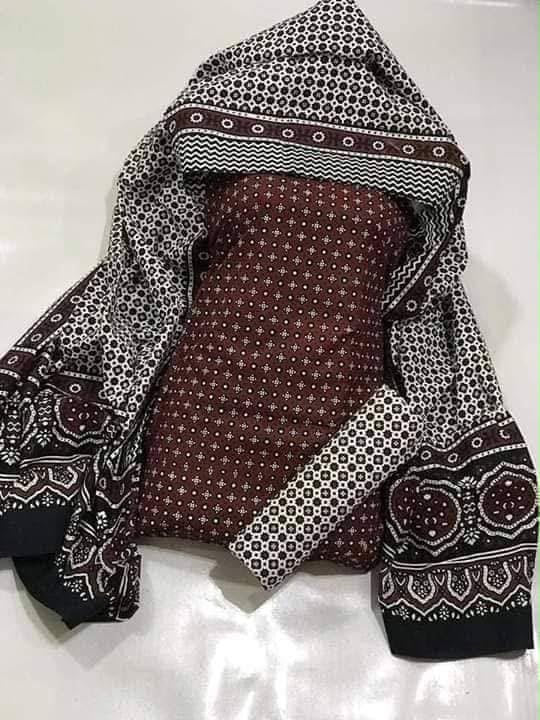 Ajrak Block Print Cotton Fabric Printed Shirt, Dupatta & Trouser | 3PC Unstitched Dress
