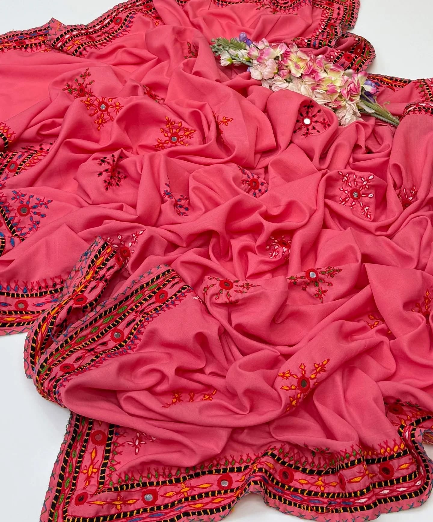 Balochi Handmade Chadar – Pure Mirror Work on Swiss Voil Fabric