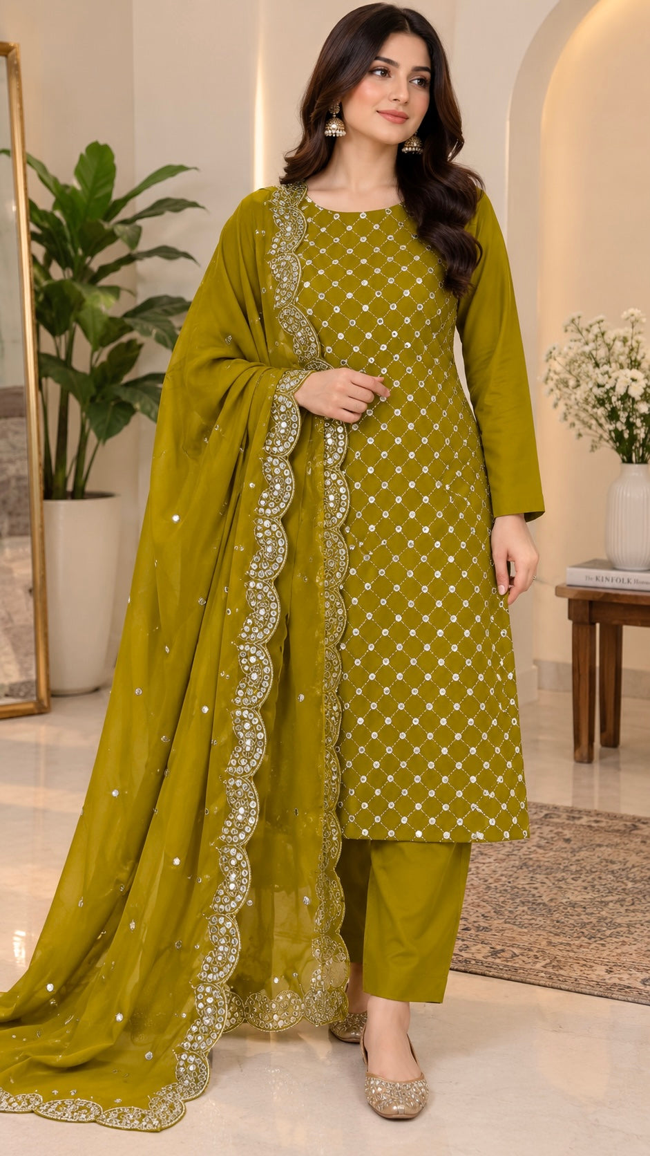 Zarri Sitara Full Jaal Embroidered Soft Cotton with Two-Side Cutwork Chiffon Dupatta | 3PC Unstitched Fancy Dress 👗