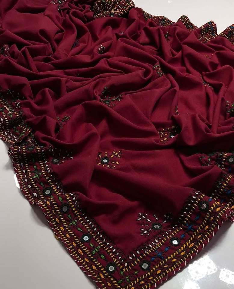 Balochi Handmade Chadar – Pure Mirror Work on Swiss Voil Fabric