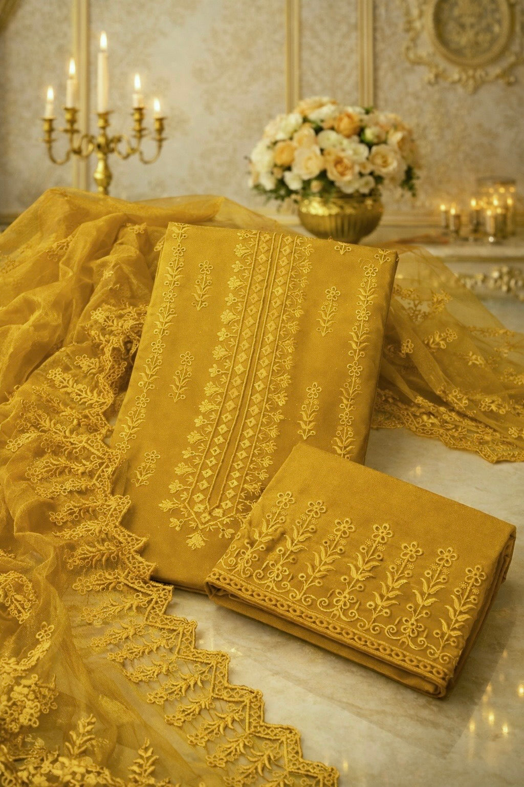 Chiken Bouring Embroidery With Cutwork Dupatta 3pc Dress 👗