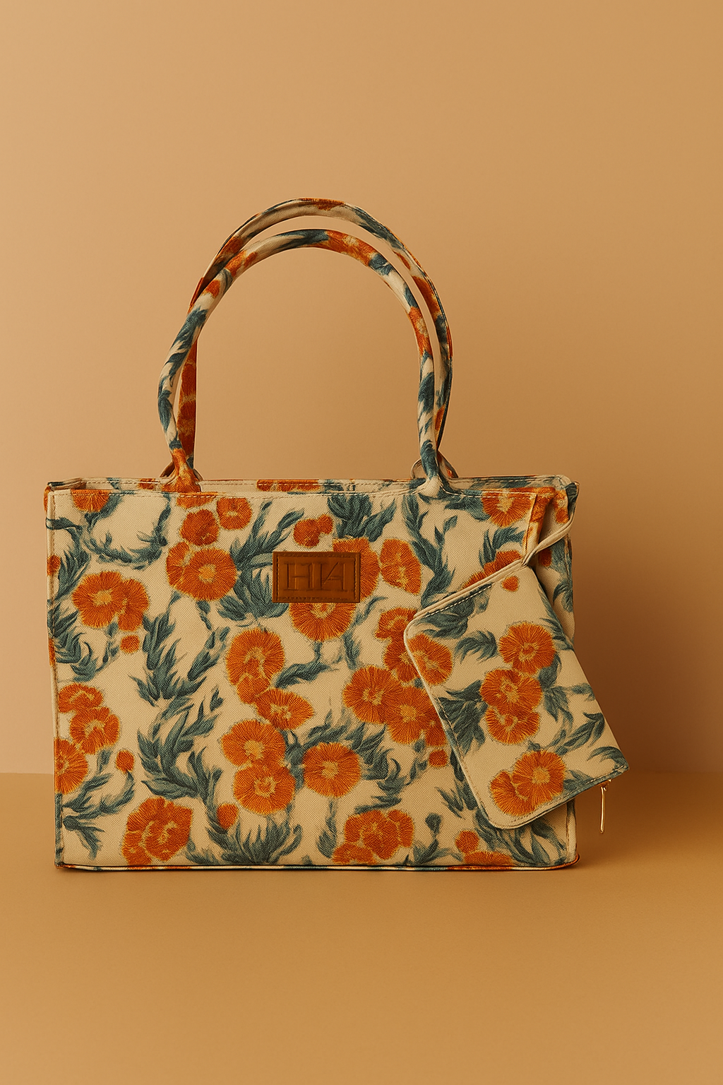 Floral Canvas Tote Bag with Matching Clutch – Premium Everyday Carry