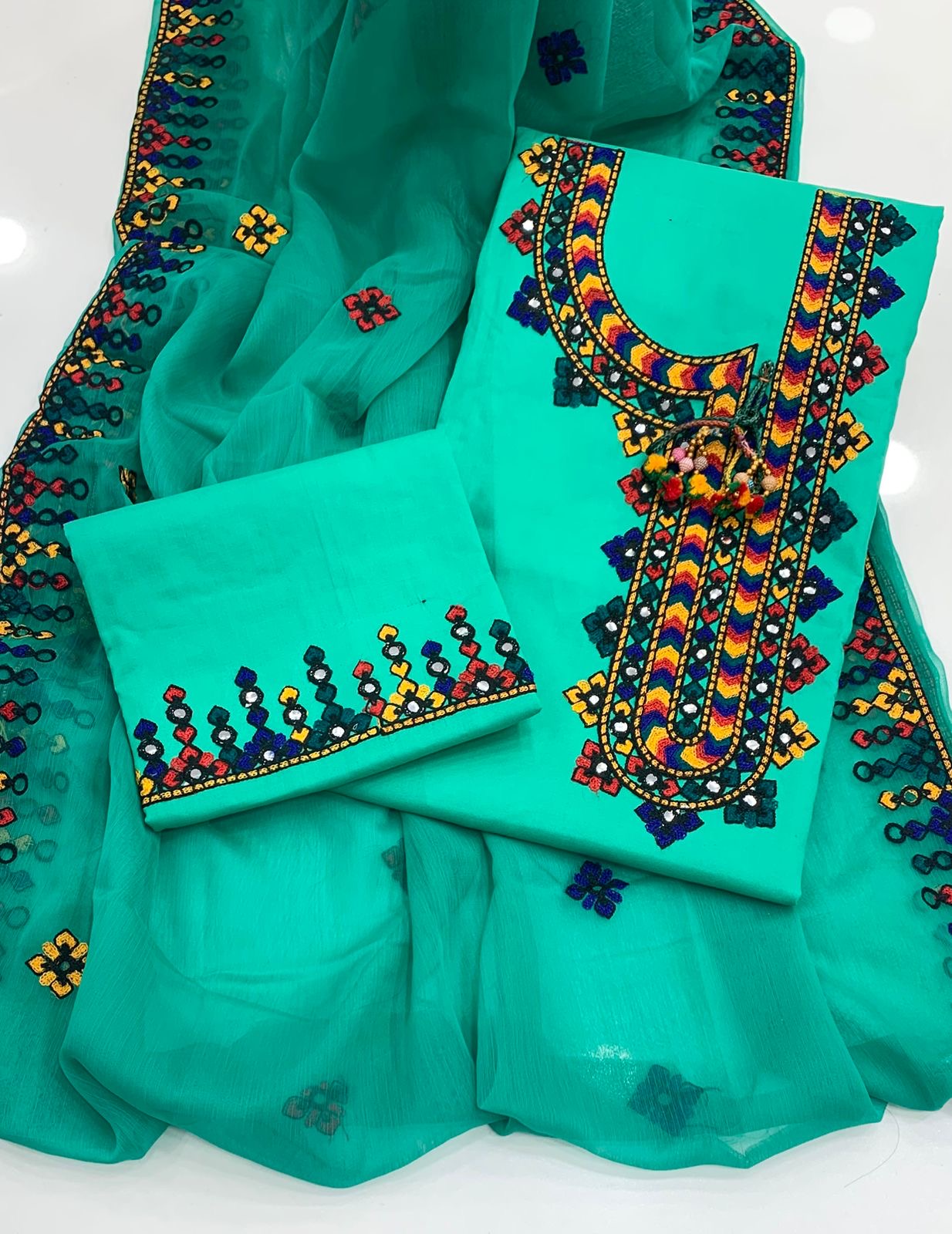 Angrakha Gala Style Arri Work 3pc Dress
