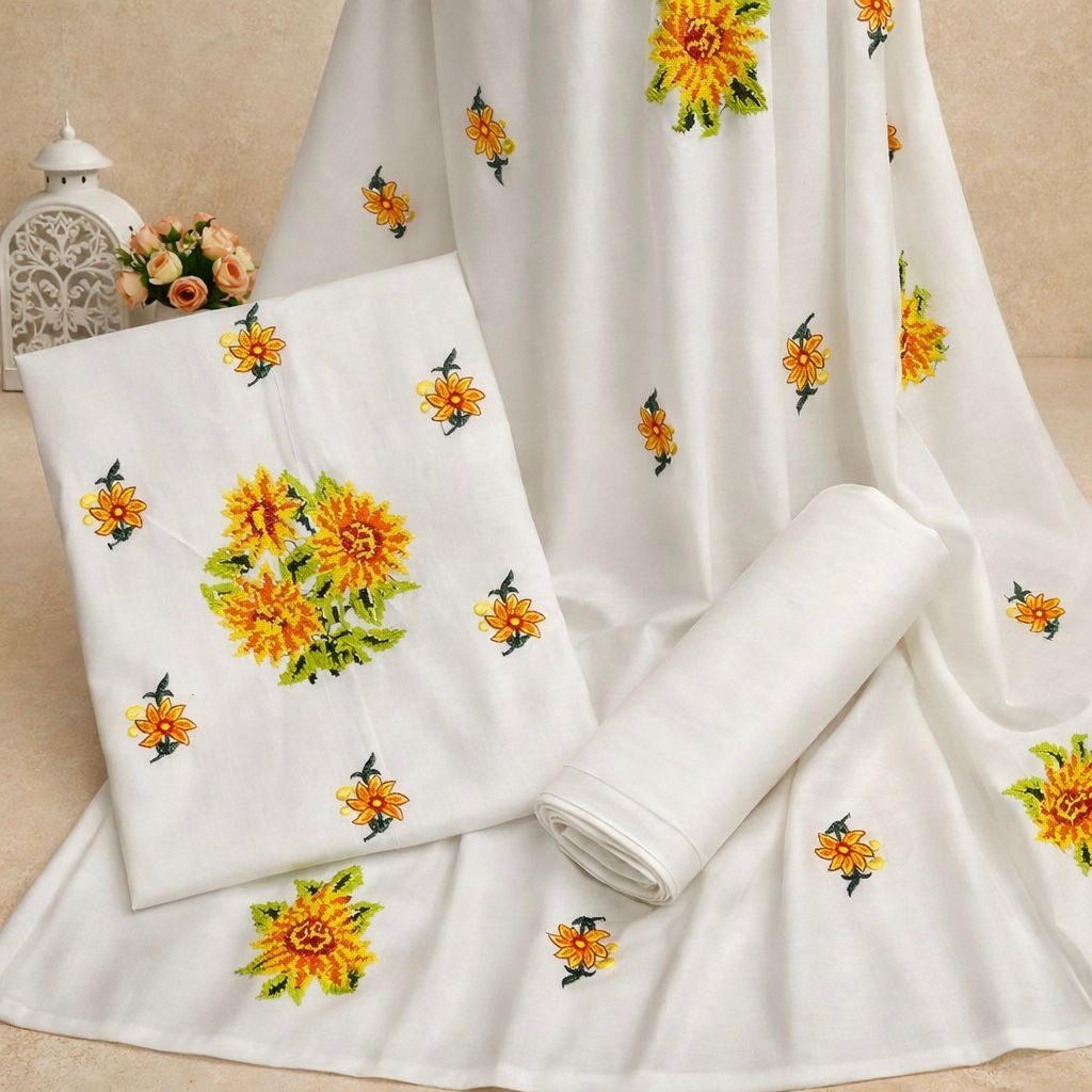 Cross Stitch Sun Flower Embroidered 3pc Dress