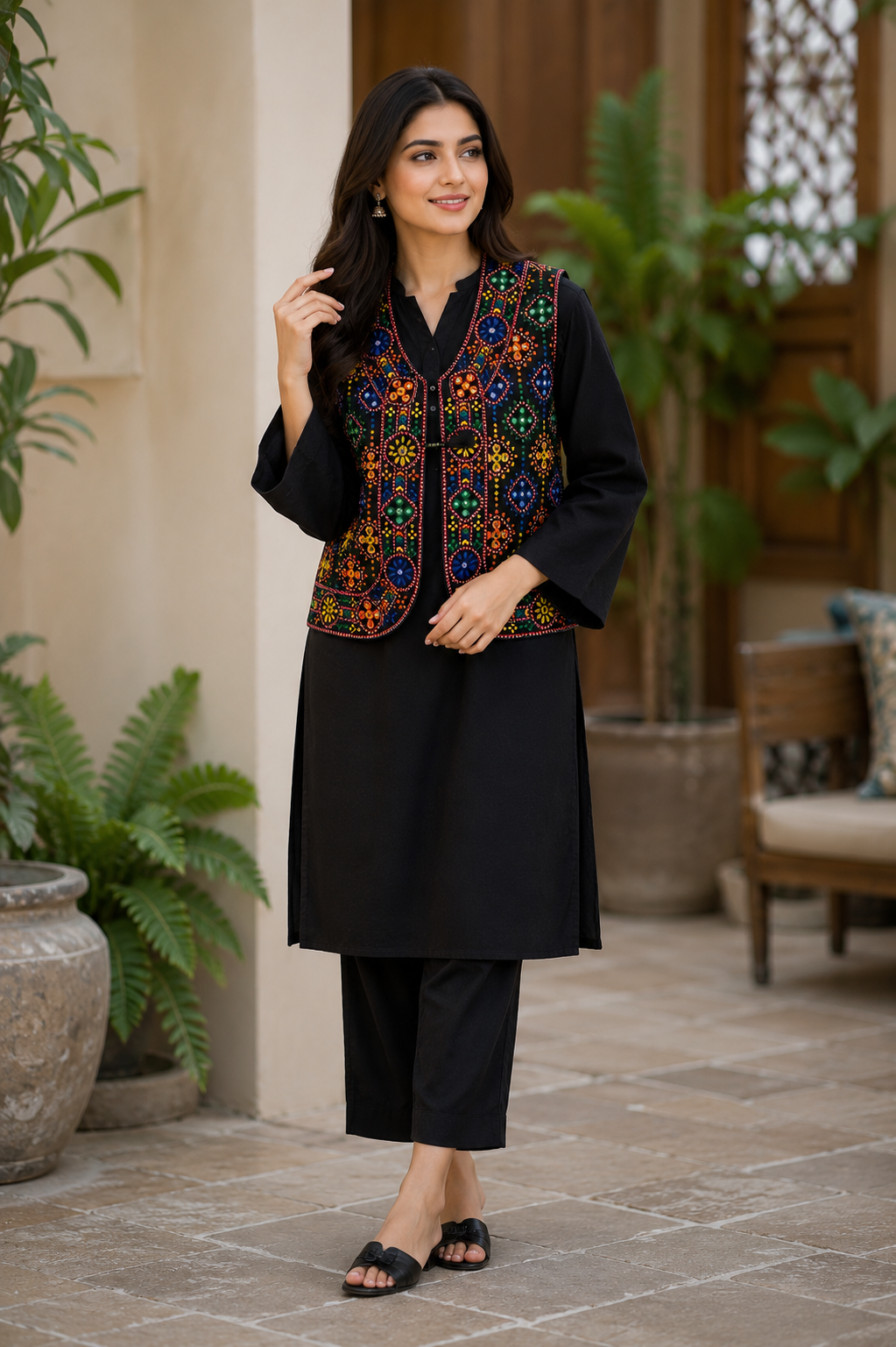 Thick Thread Sitara Embroidered Koti – Standard Size (Unisex)