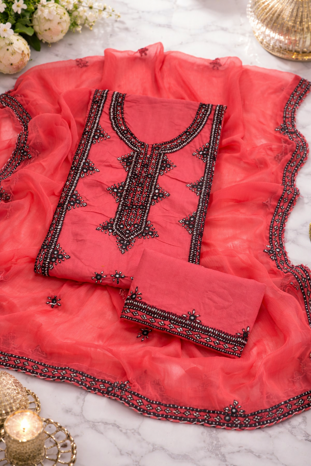 Balochi Gala Panel with Handmade Mirror Work 3pc Dress