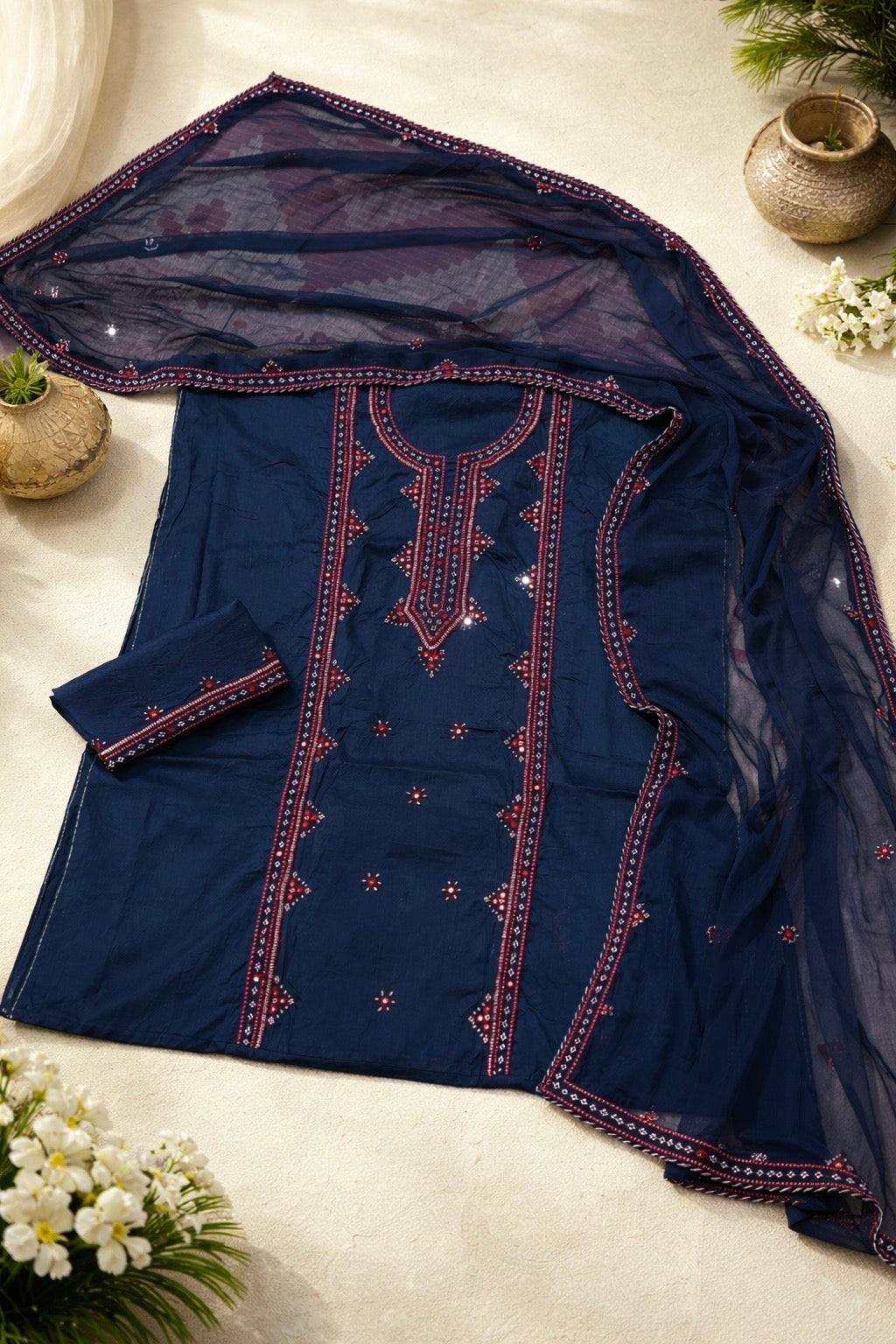 Balochi Gala Panel with Handmade Mirror Work 3pc Dress