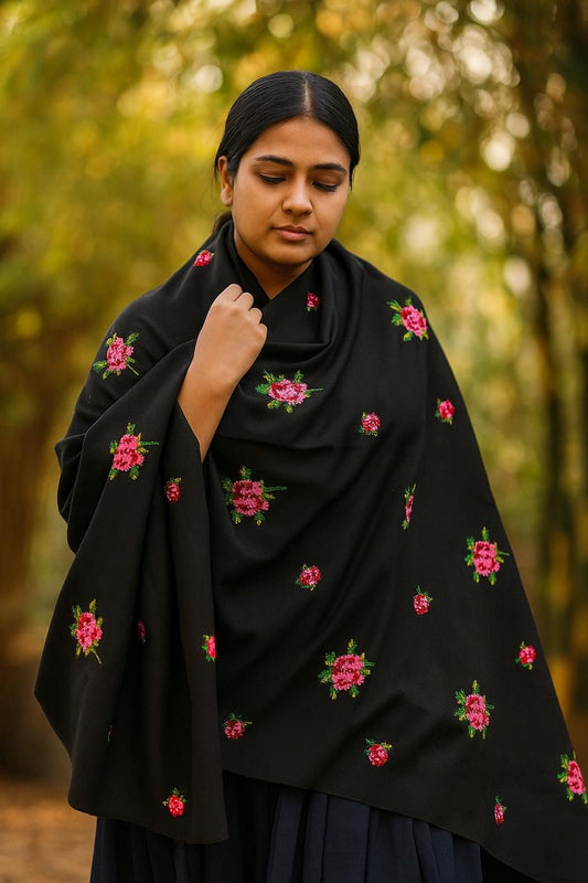 Cross Stitch Gulab Embroidered Ladies Long Chadder