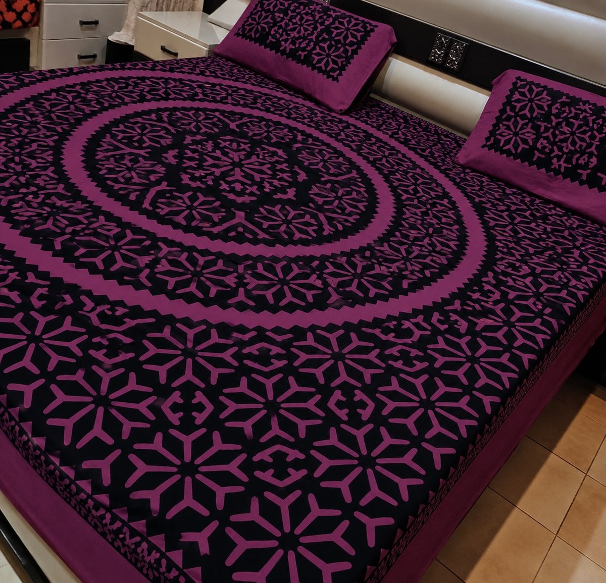 Applic Block Print Double Bed Bedsheets