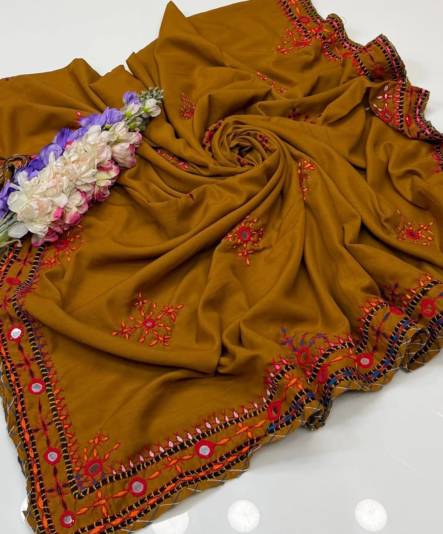 Balochi Handmade Chadar – Pure Mirror Work on Swiss Voil Fabric