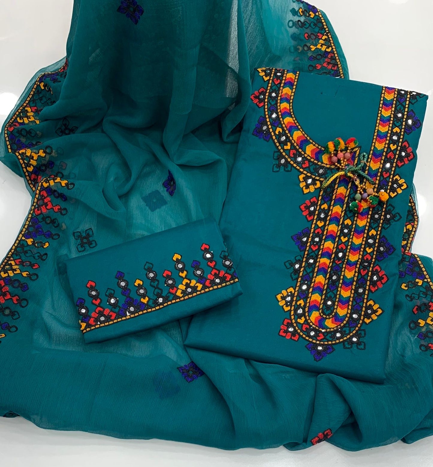 Angrakha Gala Style Arri Work 3pc Dress