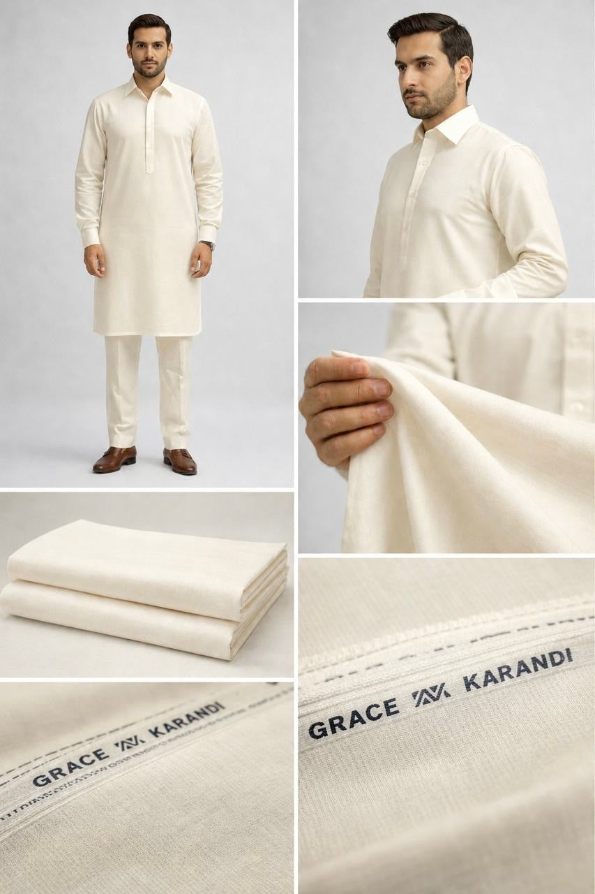 Men's Grace Karandi Soft Fabric – 7 Meter Unstitched Suit - (Summer Wear)
