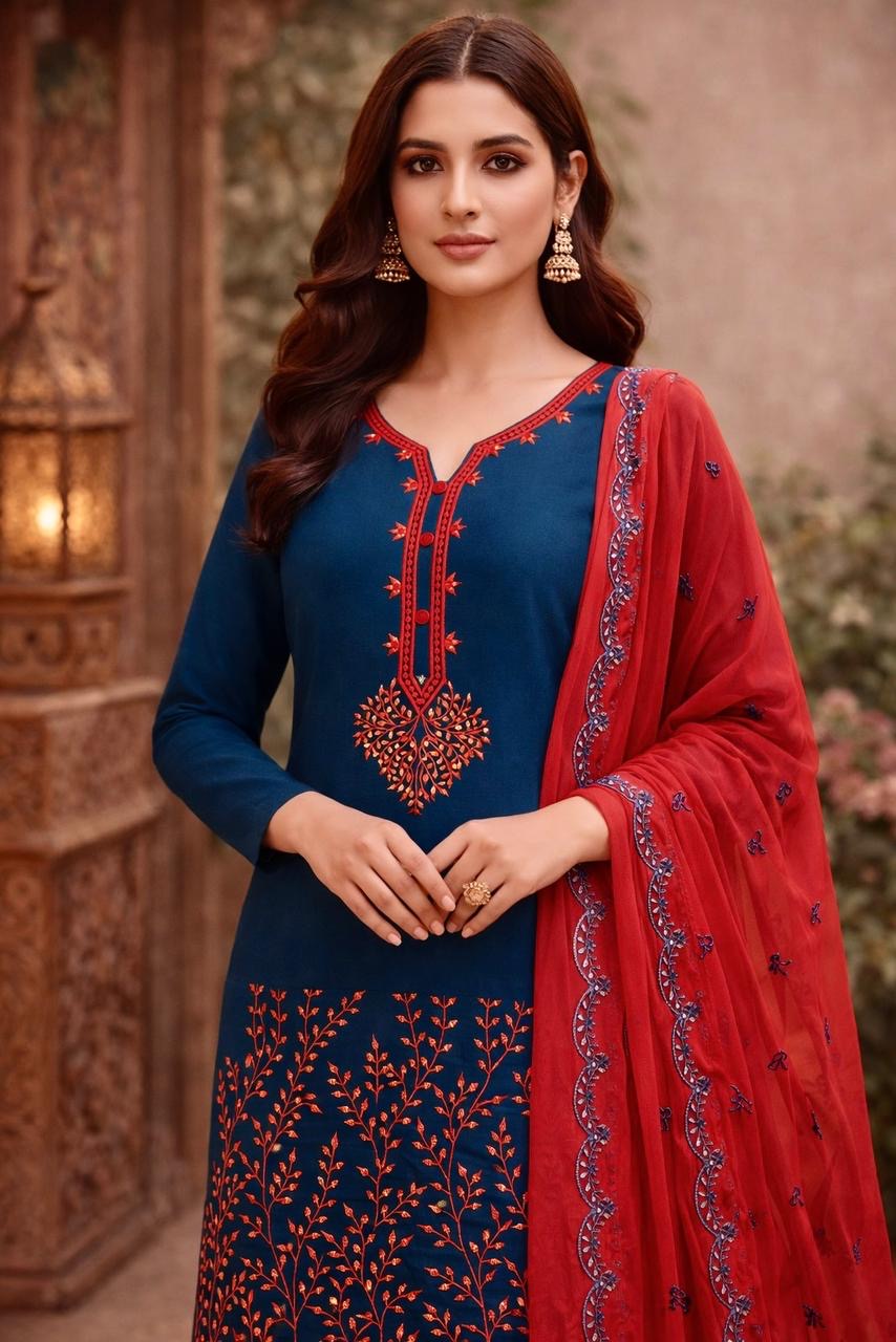 Lawn Cotton Elegant Sequence Sitara Embroidery Work Fancy 3pc Unstitch Dress 👗