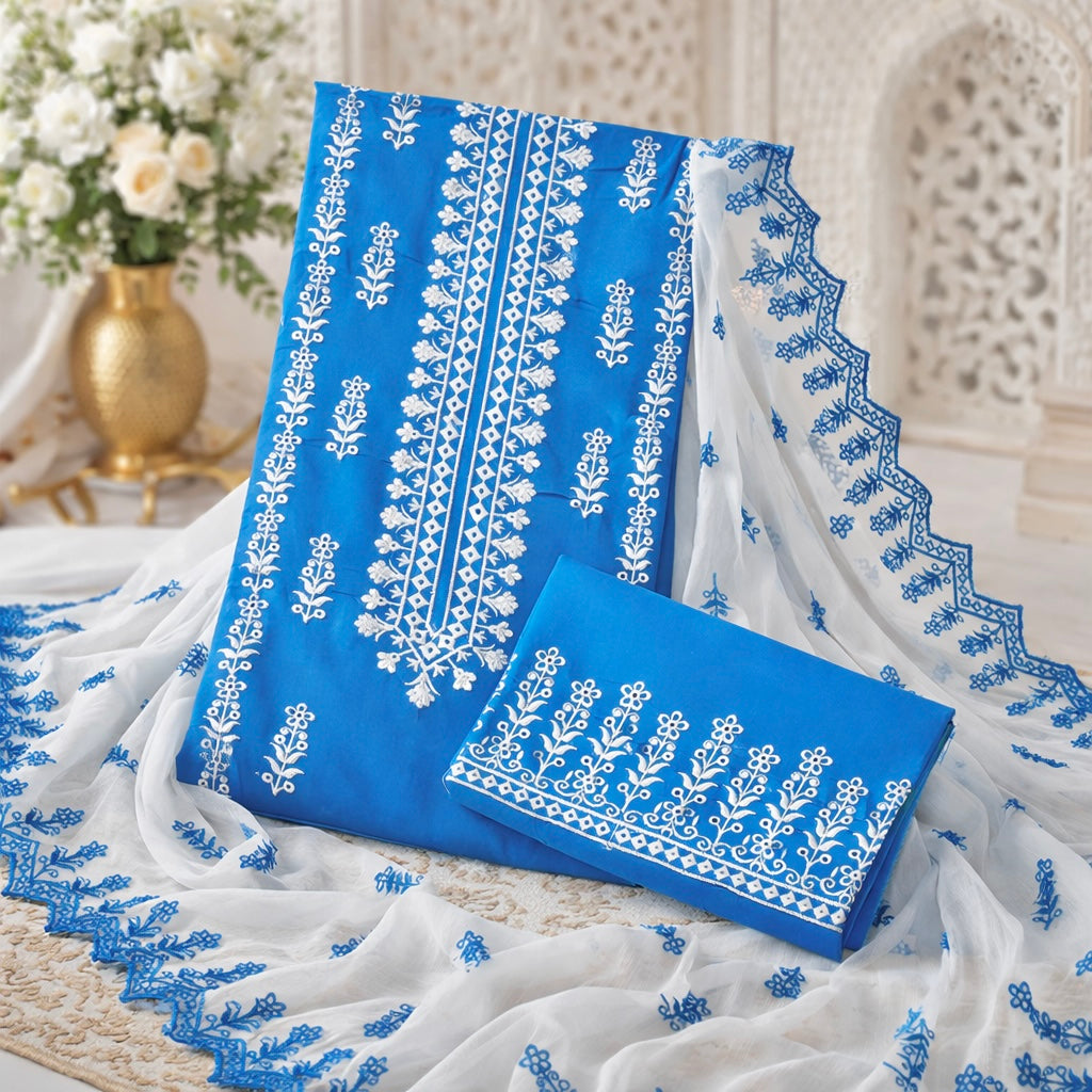 Bouring Chikenkari Embroidered 3pc Dresses 👗