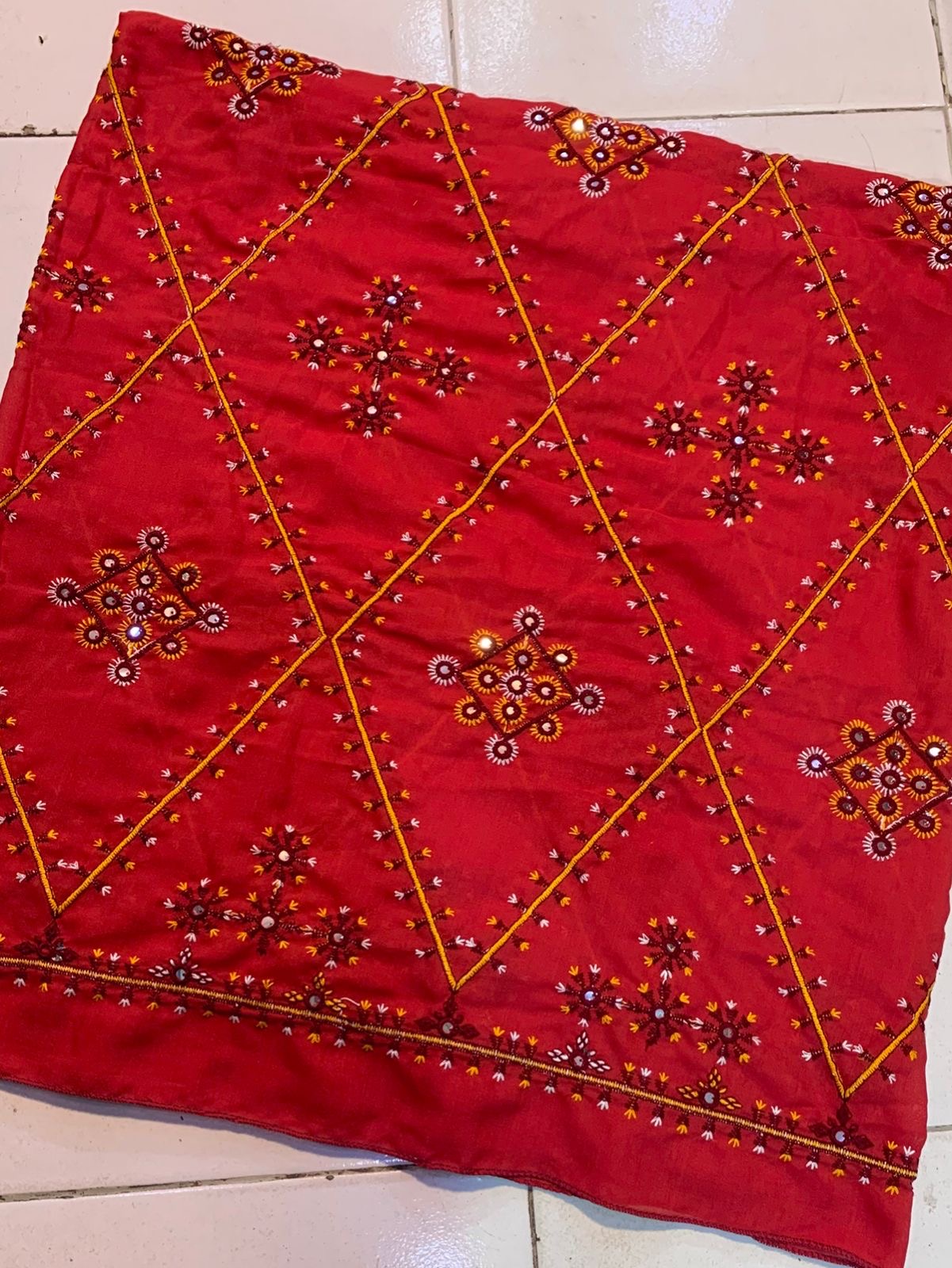 Machine Thick Thread Embroidered Chadar – Full Jaal Sitara Work