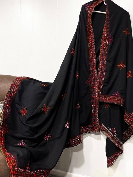 Balochi Four Border Swiss Voil Fabric Original Mirror Work Handmade Chader