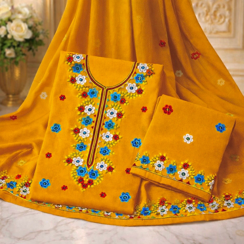 Applic Style Computer Embroiderd 3pc Dress 👗