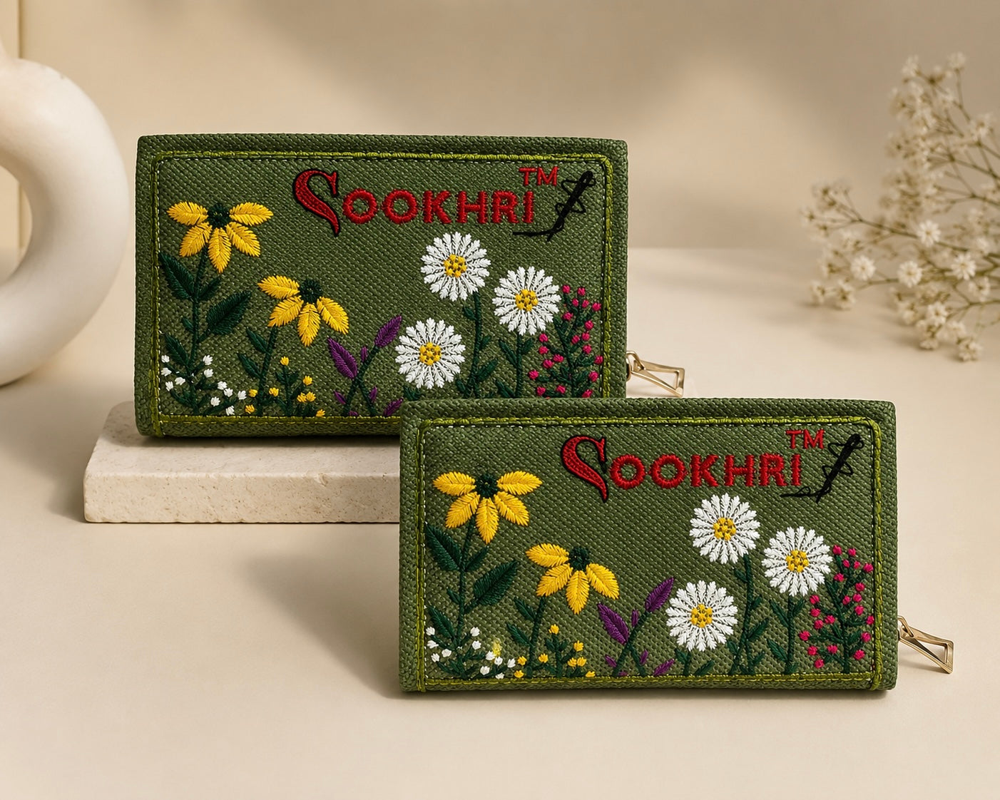 Traditional Jute Fabric Embroidered Clutches (Pack of 2)