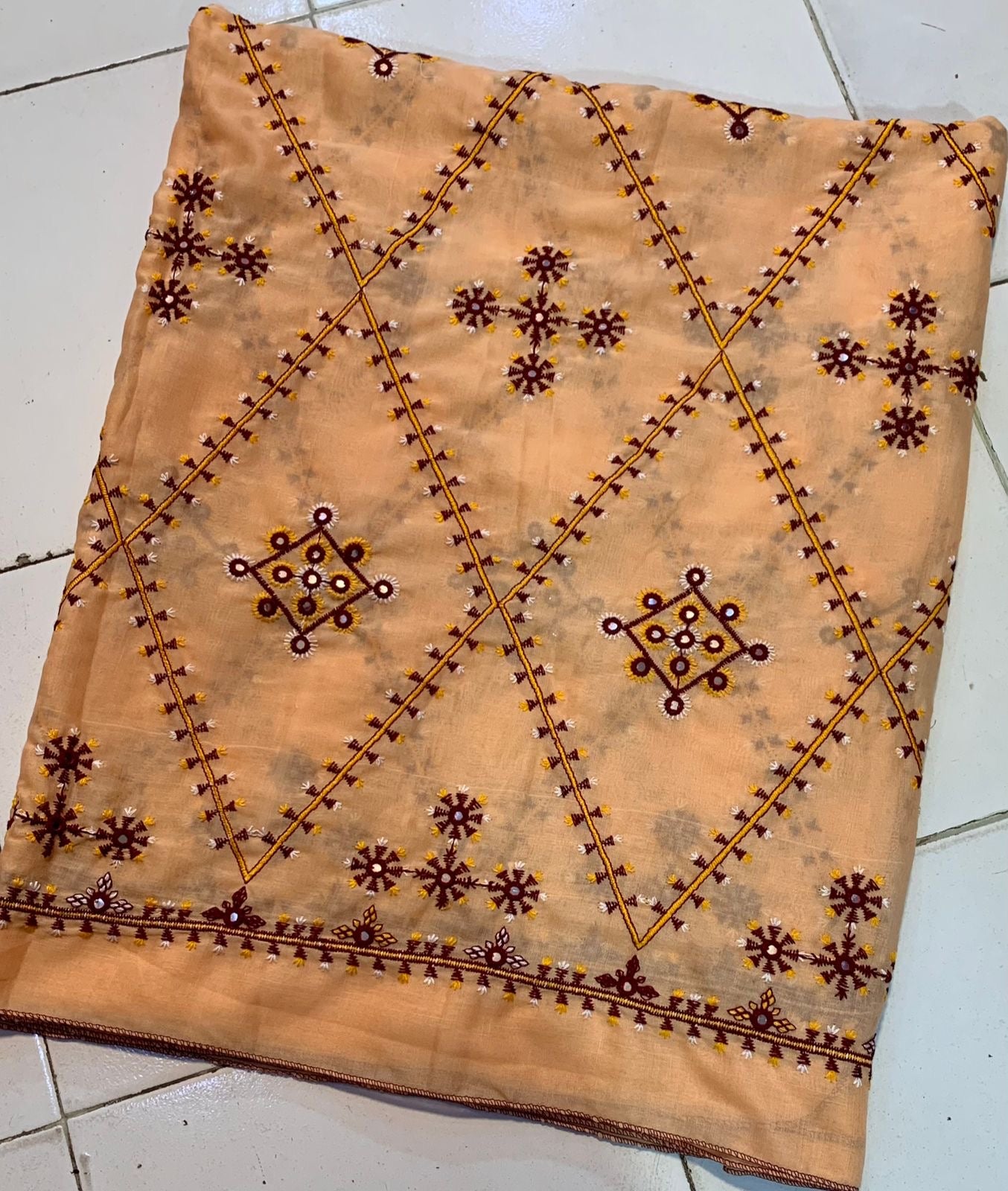 Machine Thick Thread Embroidered Chadar – Full Jaal Sitara Work