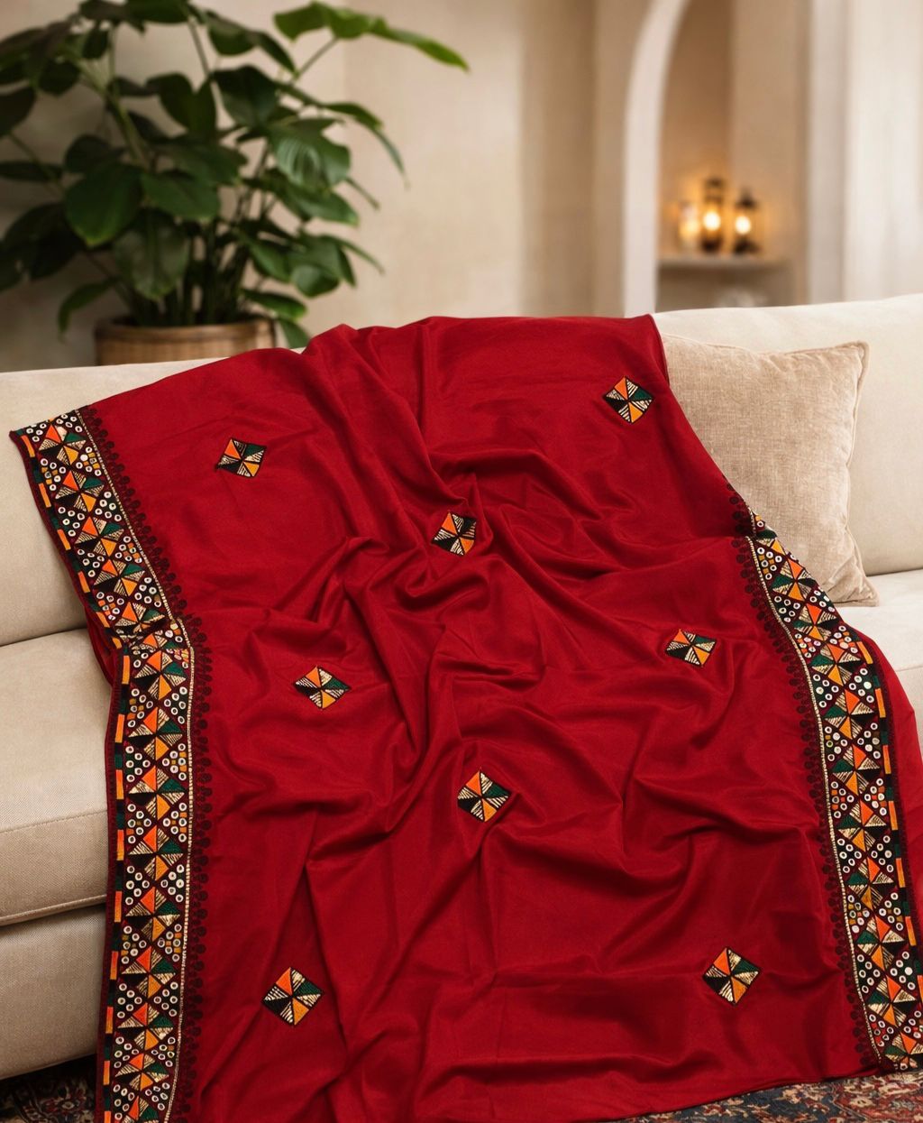 Swiss Voile Embroidered Chadar with 3mm Sequin Work