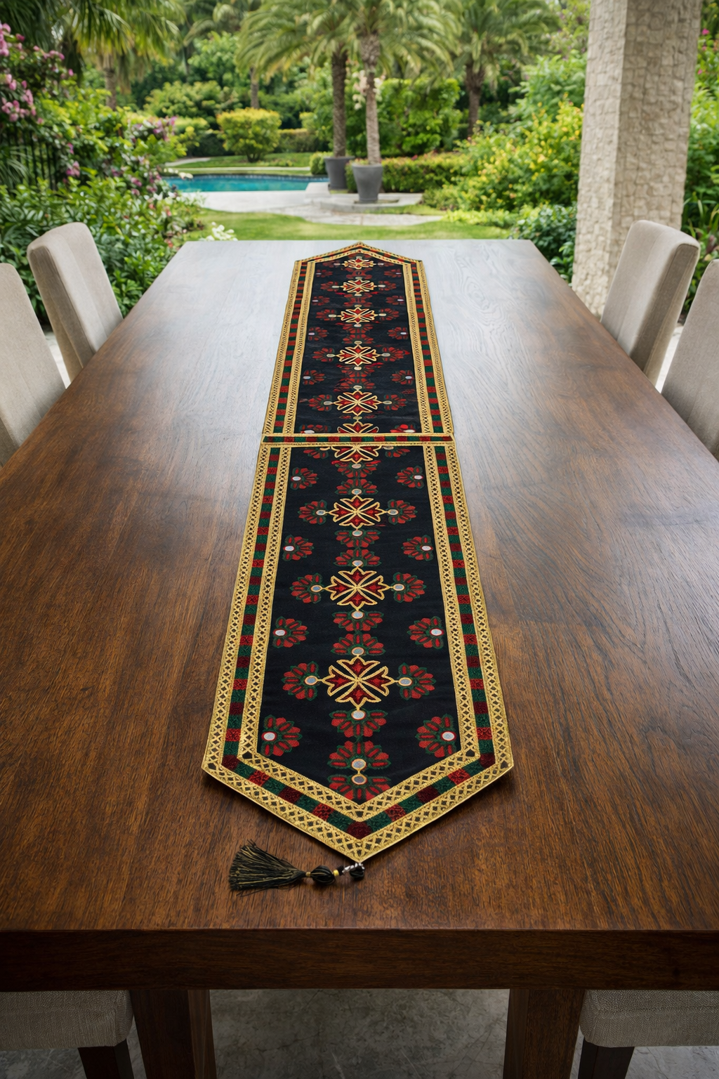 Traditional Embroidered Table Long Runner (5.5ft length 1ft Width)