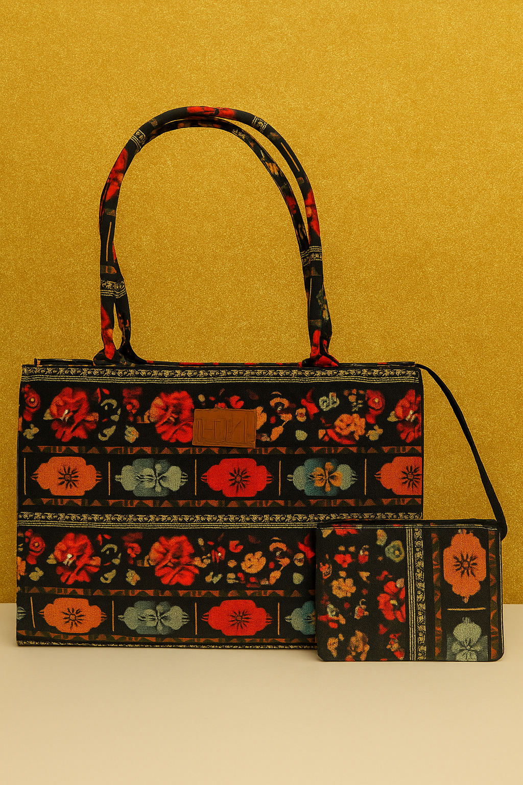 Floral Canvas Tote Bag with Matching Clutch – Premium Everyday Carry