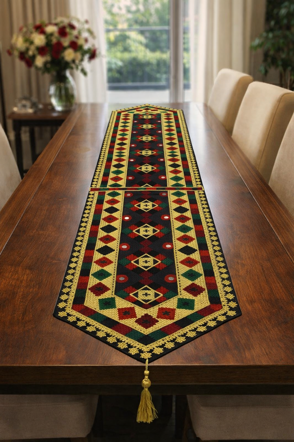 Traditional Embroidered Table Long Runner (5.5ft length 1ft Width)
