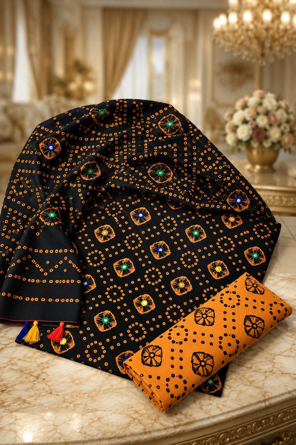 Chunri Print Multi Sitara Block Print Cotton - 3PC Unstitched Traditional Dress 👗