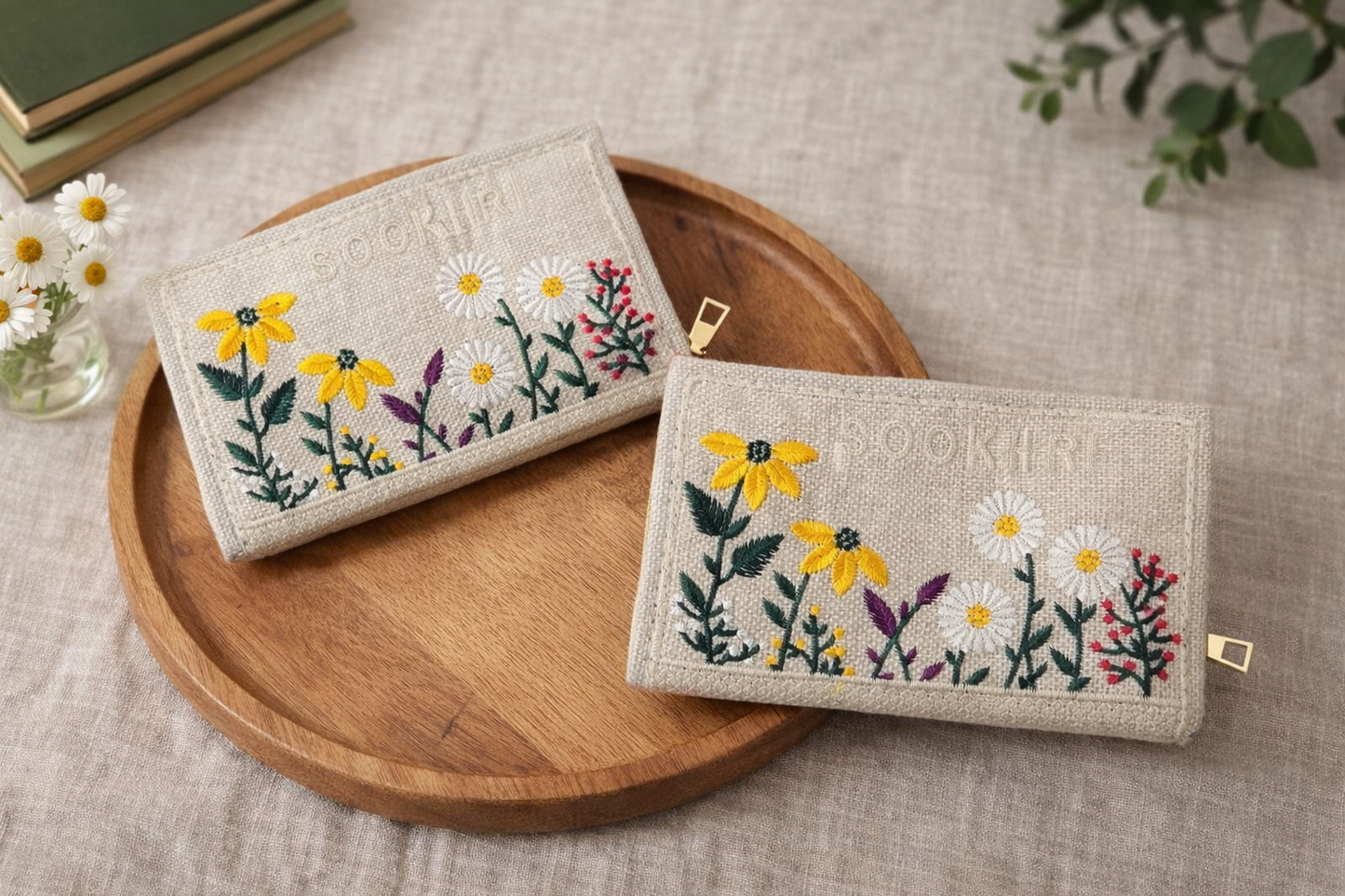 Traditional Jute Fabric Embroidered Clutches (Pack of 2)