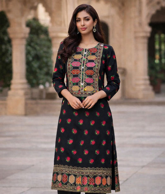 Acrylic Marina Floral Printed 2 Piece Unstitched Suit with Sequence Sitara Work Embroidery