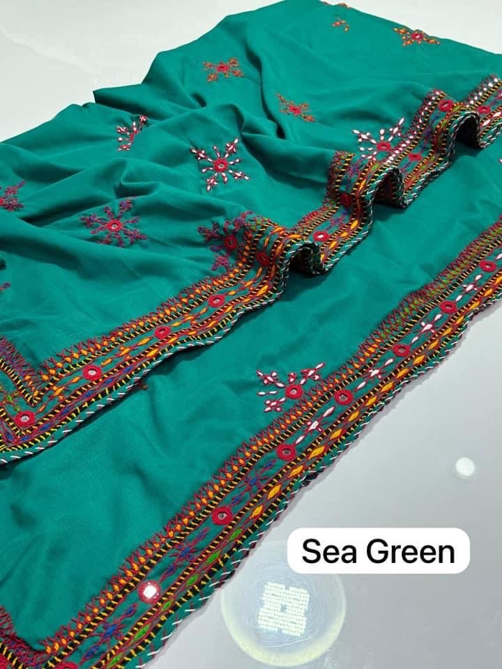 Balochi Handmade Chadar – Pure Mirror Work on Swiss Voil Fabric