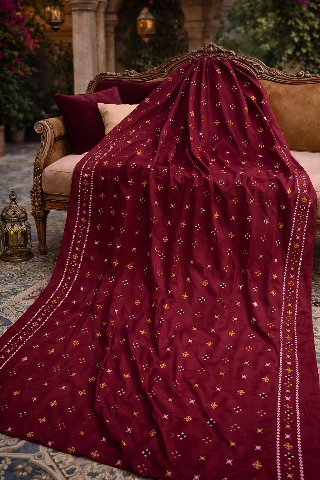 Elegant Swiss Lawn Chadar with All-Over Canvas Boti Embroidery & Two Side Border