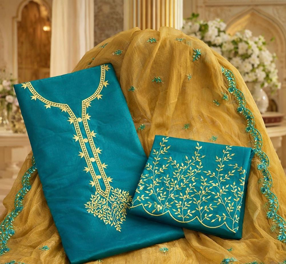 Lawn Cotton Elegant Sequence Sitara Embroidery Work Fancy 3pc Unstitch Dress 👗